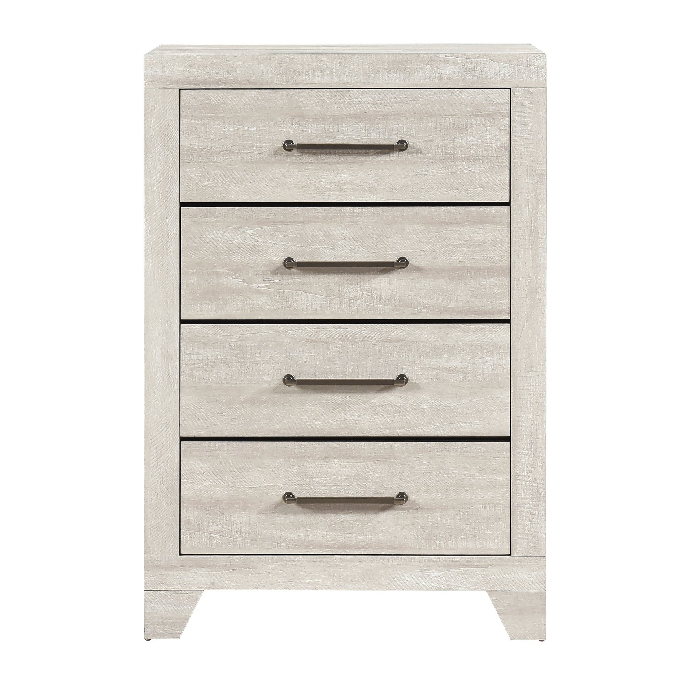 Contemporary Gray Oak Finish Storage Chest of 4x Drawers Wooden Bedroom Furniture 1pc