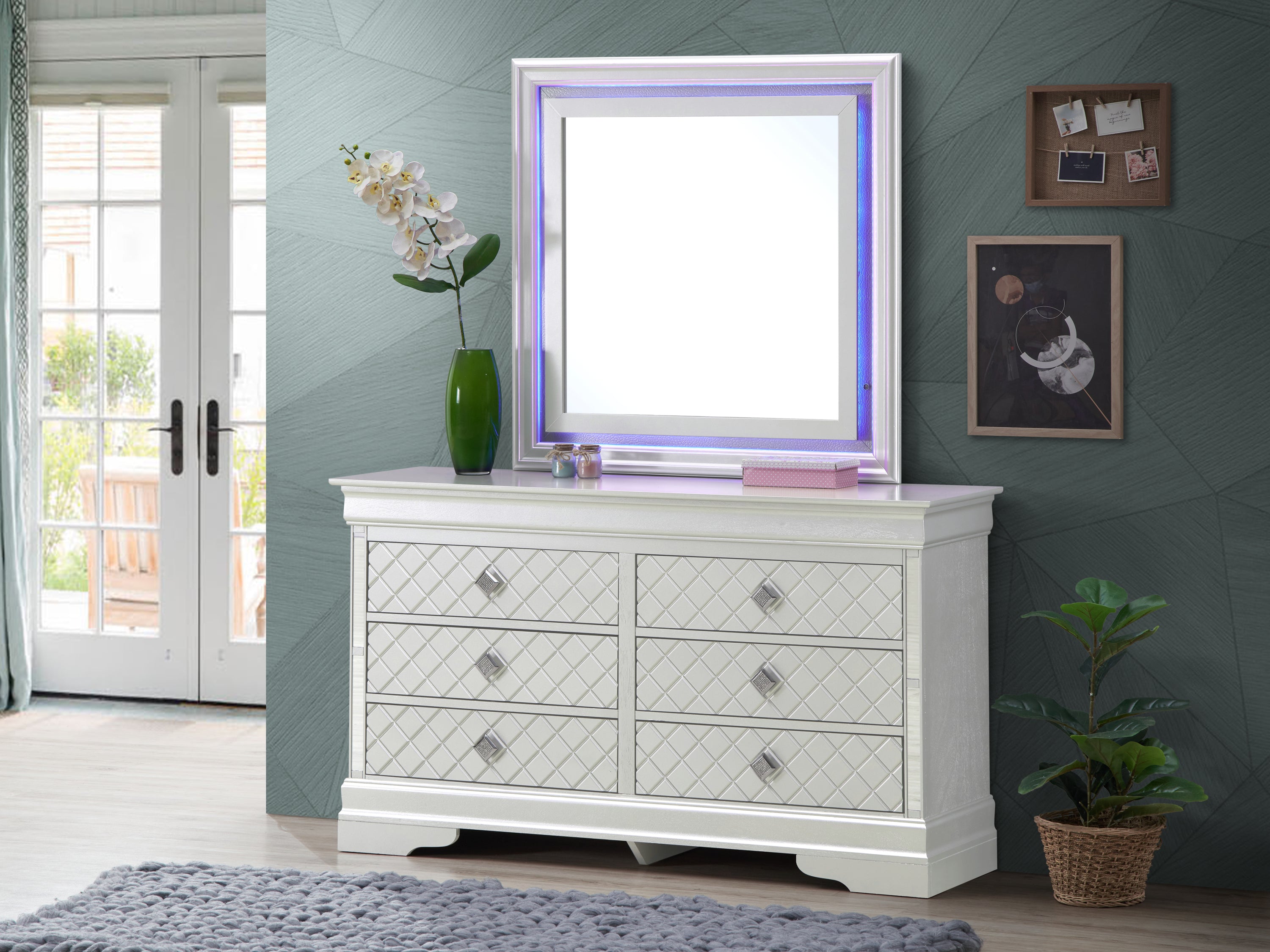 Verona G6700-D Dresser , Silver Champagne