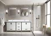 White Double Bath Vanity 80 in. W x 22 in. D, with White Quartz Top