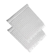 50x60' White Decorative Throw Blanket with Tassels and Horizontal Stripes, 2 Pack