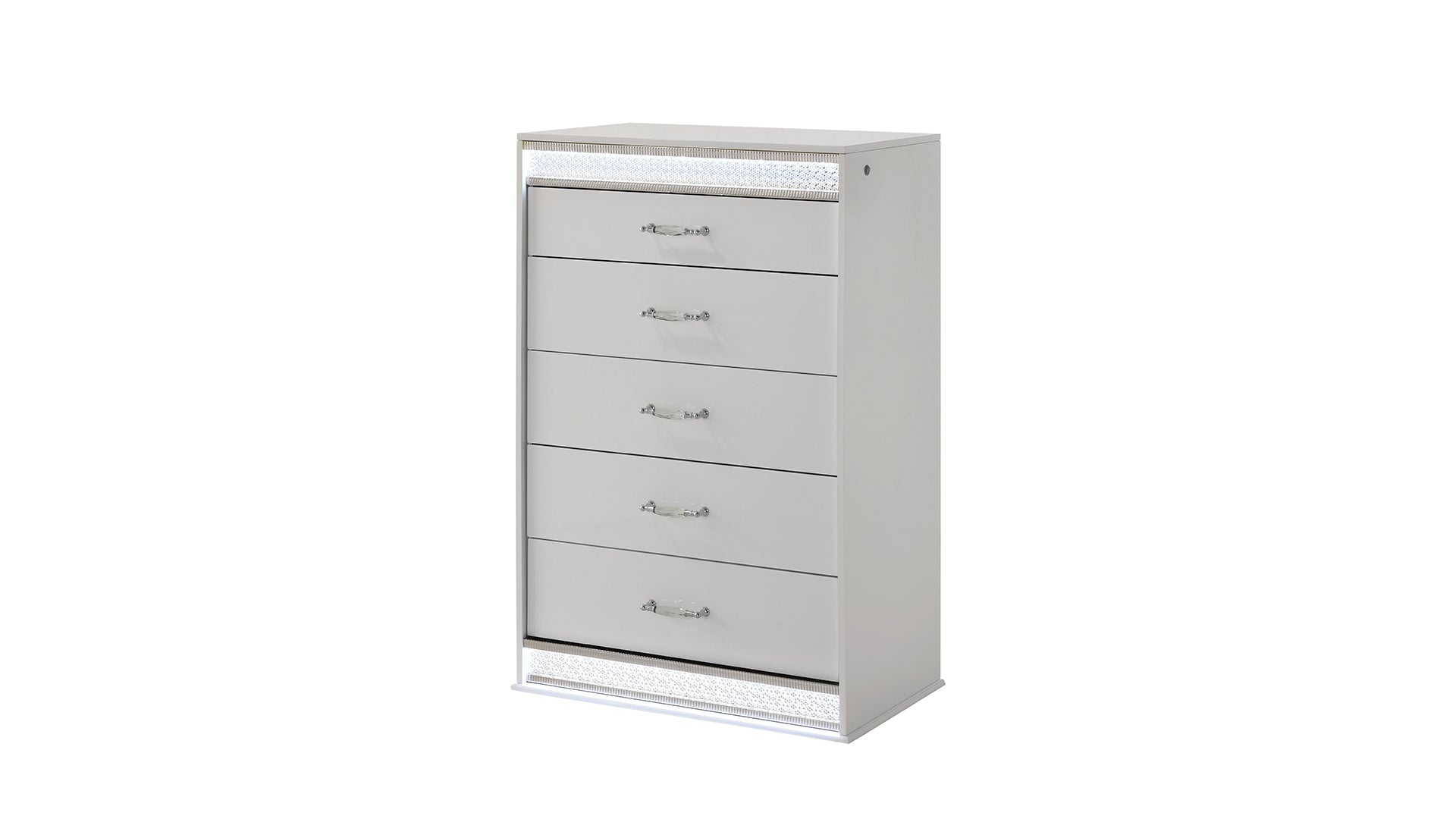 Glam Modern Style 5-Drawer Chest Made with Wood in White  same as B009P243215 (CA Inventory)