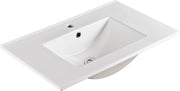 30 Inch Ceramic Vanity Top, 29.9'D x 18.3'W x 6.7'H, Glossy White(Only Basin)