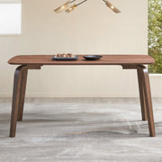 Walnut Finish Modern Contemporary Dining Table 1pc Curved Solid Wood Tapered Legs Wooden Furniture