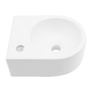 13x10.44 Inch Modern White Ceramic Rectangle Wall Mount Bathroom Sink with Single Faucet Hole