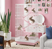 Small Animal Cage Rabbit Hutch with Universal Lockable Wheels