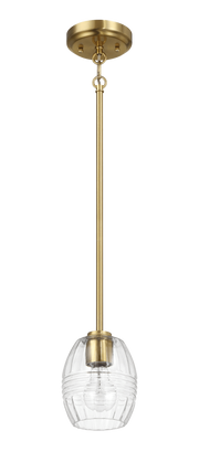 Vista Single Pendant Chain Hanging Light with Clear Glass - Satin Brass