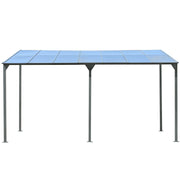 Outdoor Wall-Mounted Gazebo with Sloped Roof Design, UV Protection, and Durable Iron Frame, 14.76x9.22 FT, Gray