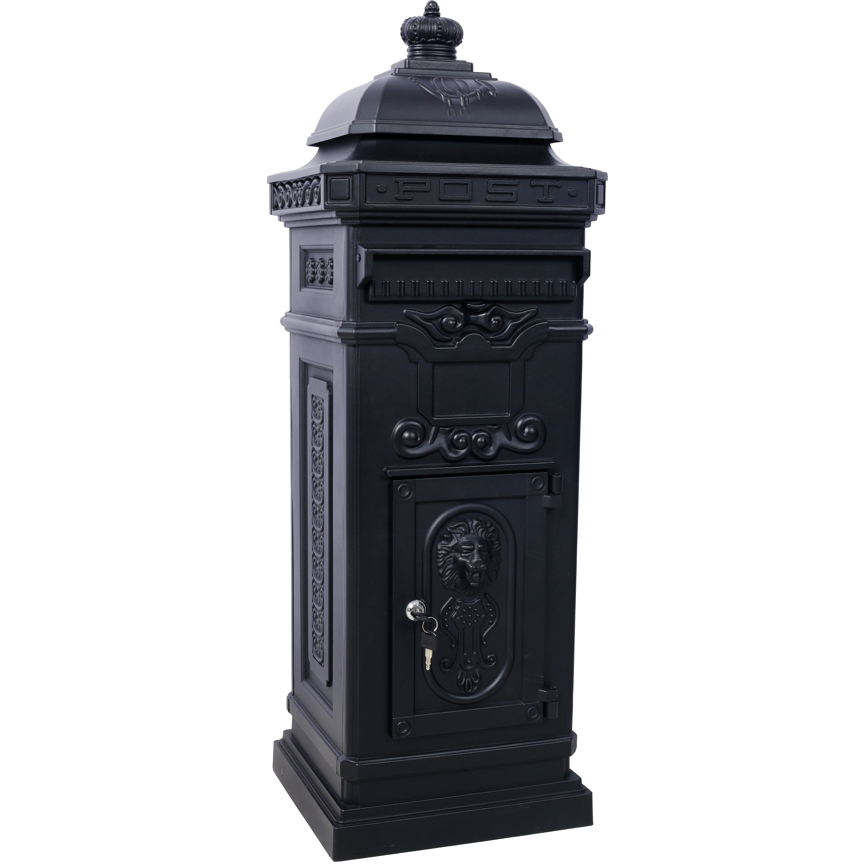 Mailboxs Residential Large-Capacity Letter Box, Black Aluminum Outdoor Rainproof Postbox Statue