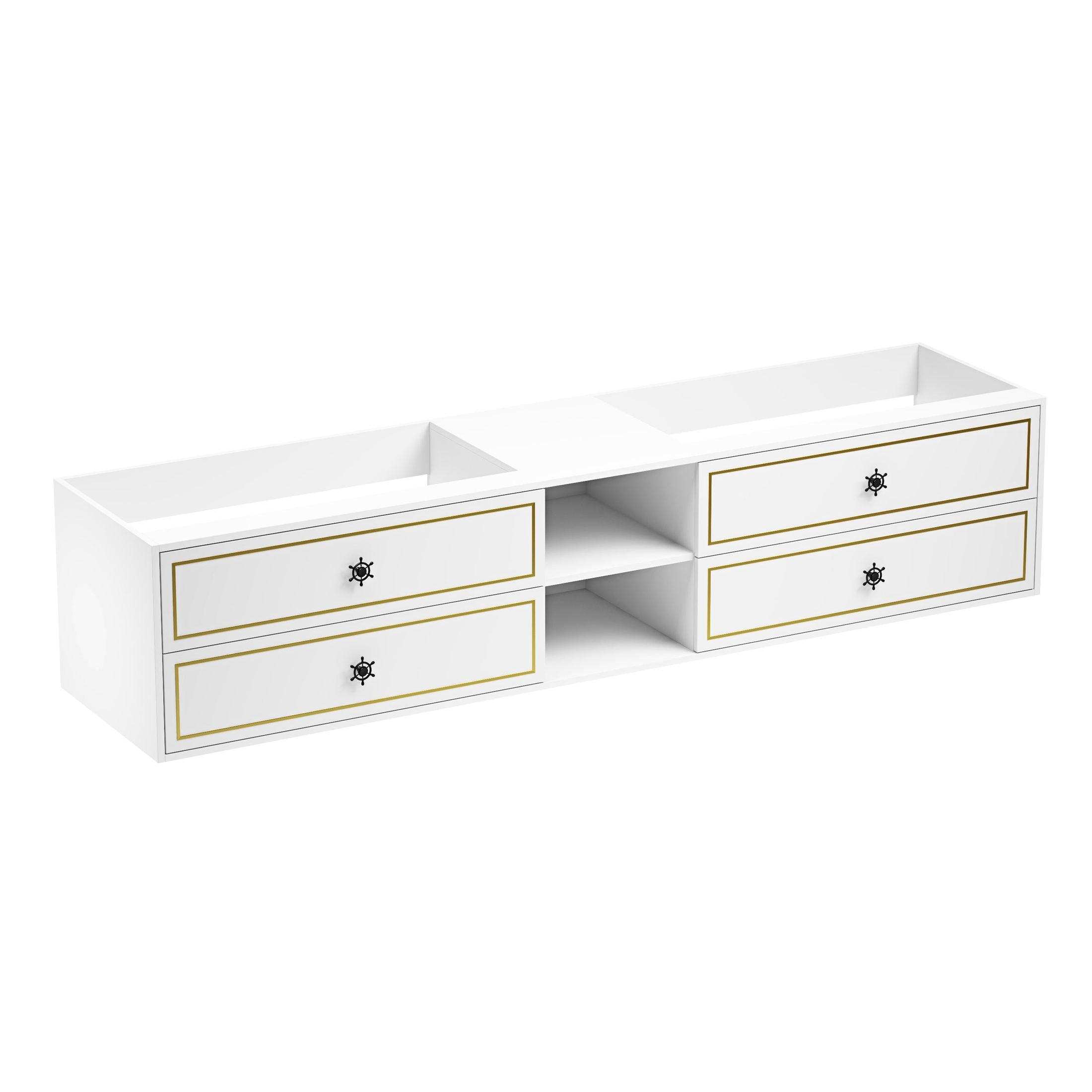 96' Wall Hung Bathroom Vanity Cabinet Fits Double Sinks, Cabinet Only (Countertop and Sinks Not Included)