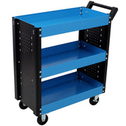 3 Tier Rolling Tool Cart on Wheels,Heavy Duty Utility Tool Cart with Pegboard for Repair Shop, Garage, Warehouse,Blue