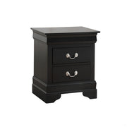 Elegant Black Traditional Nightstand with Drawers and Sleek Silver Hardware