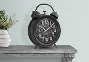 Clocks, 12' Round, Gear Mechanism, Table Clock, Black, Transitional