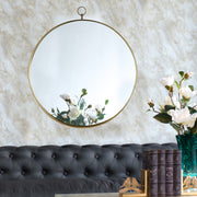 30'x34' Gold Round Mirror, Circle Mirror with Iron Frame for Living Room Bedroom Vanity Entryway Hallway