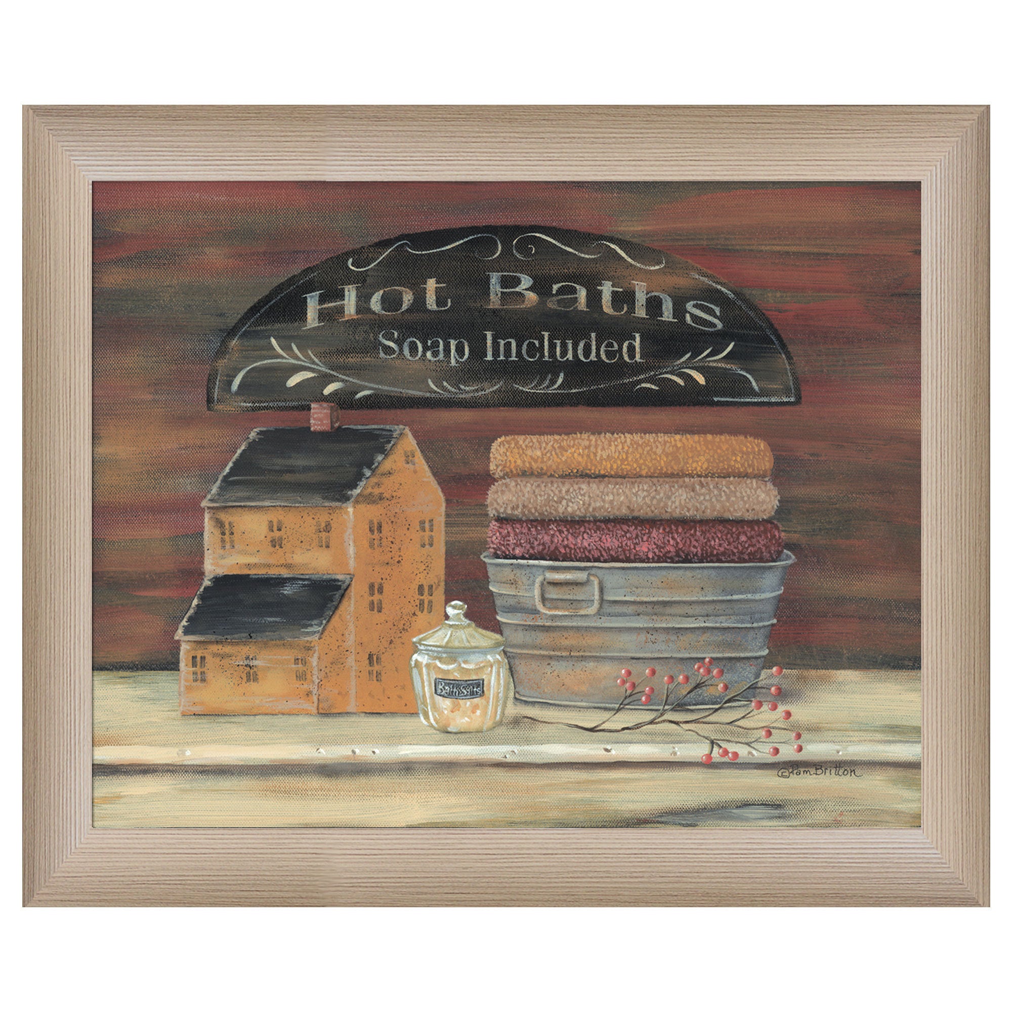'HOT BATH' by Pam Britton, Ready to Hang Framed print, Taupe Frame