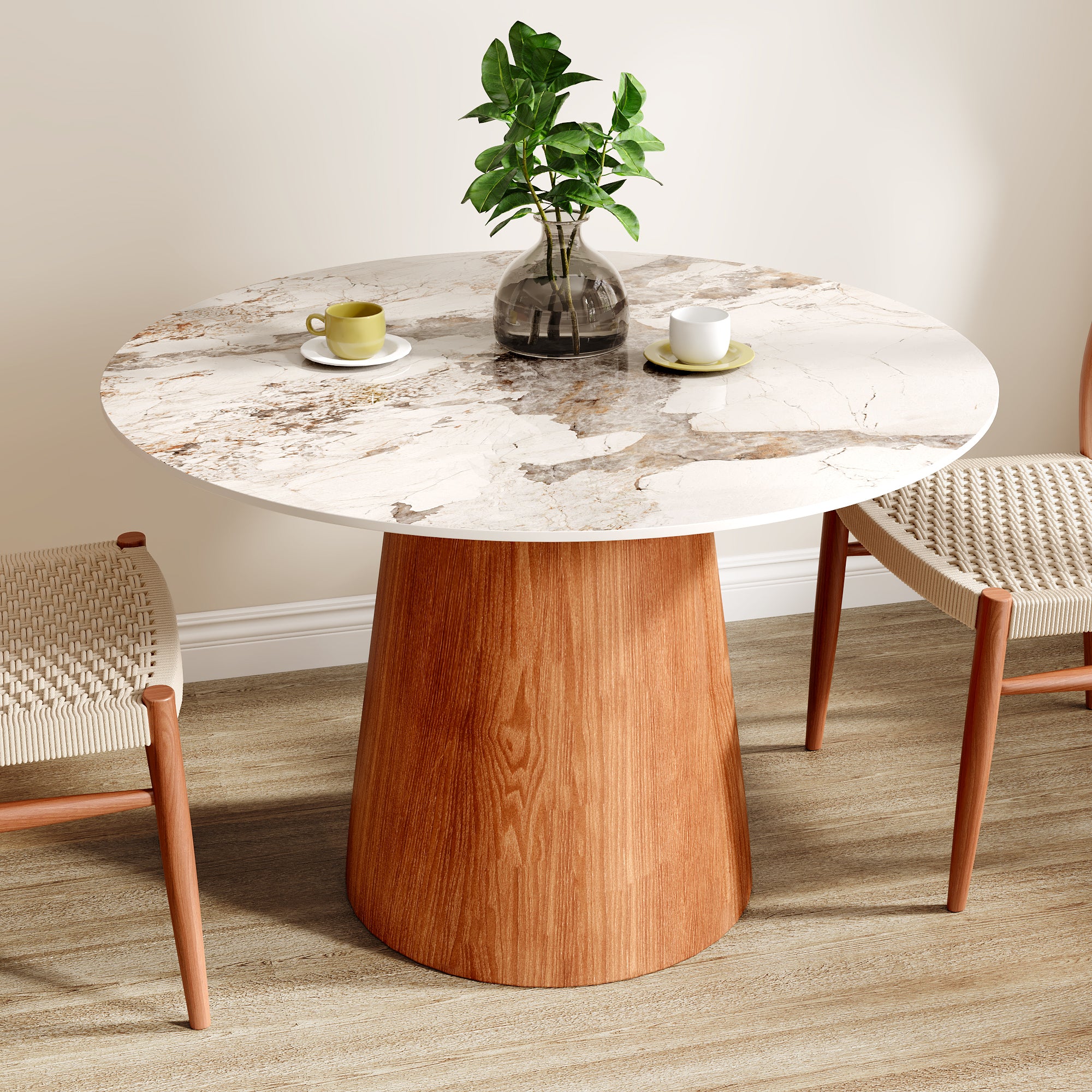 Small Round Solid Wood Pedestal Dining Table Table 39' For 2-4 People -  Colorful