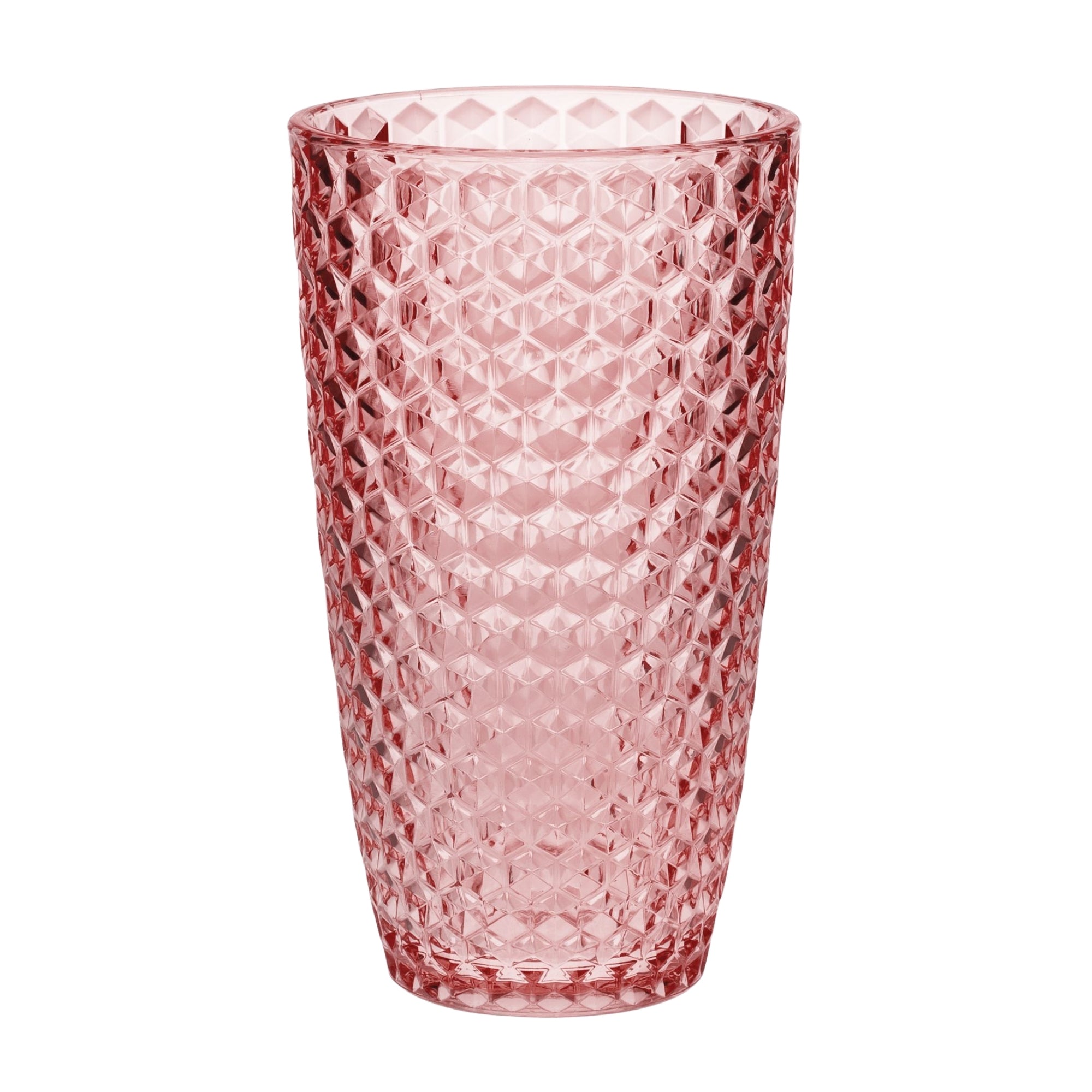 Leading Ware Diamond Cut Acrylic Glasses Drinking Set of 4, 19oz, Pink, BPA Free
