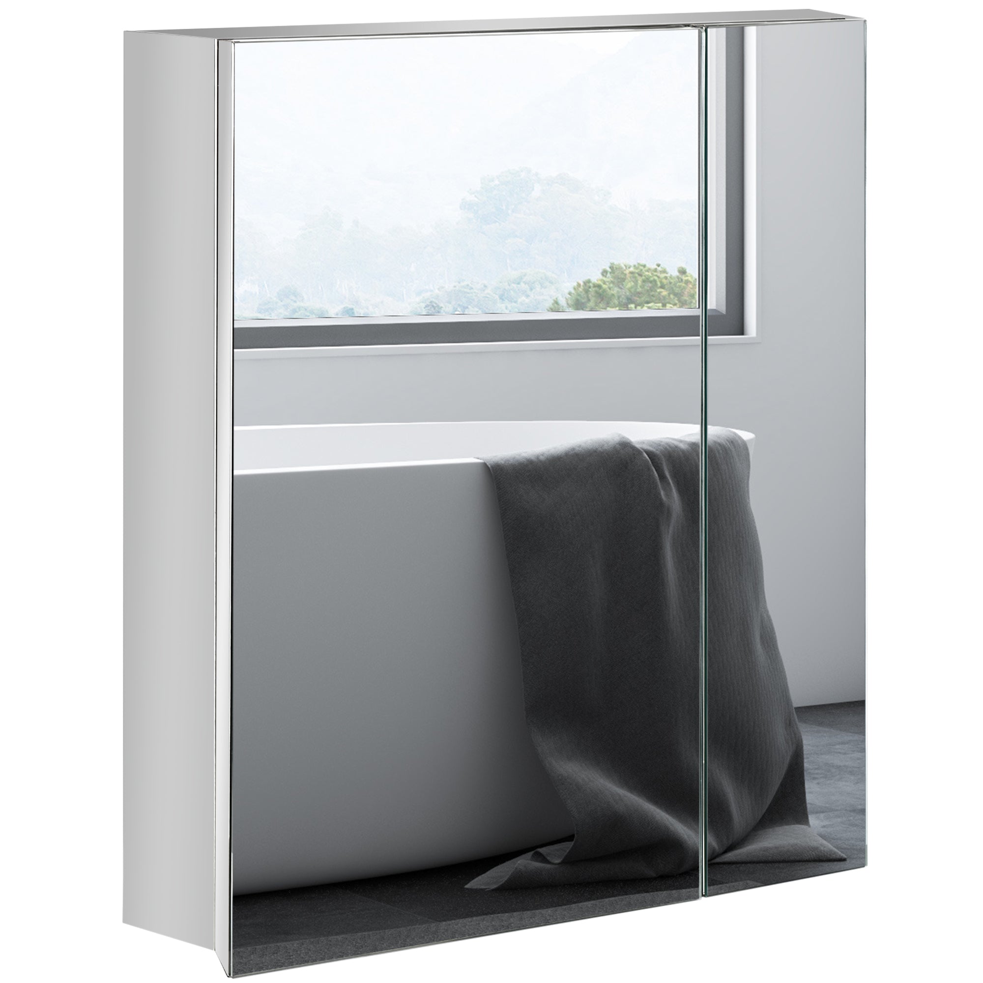 kleankin Bathroom Mirror with Storage Shelves, Bathroom Wall Cabinet