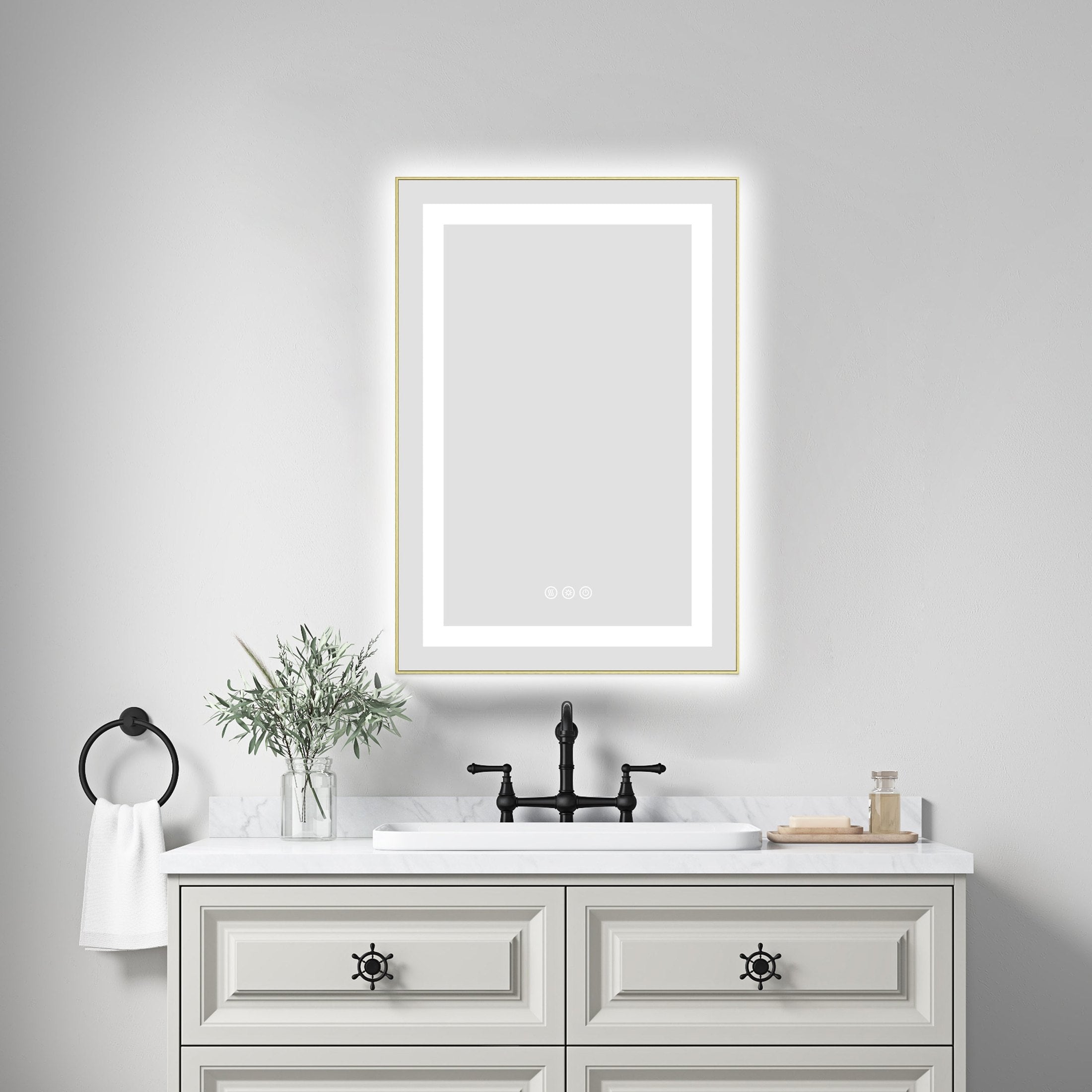 20 x 30 Inch LED Bathroom Mirror with Front and Backlight, Wall Mounted Vanity Mirror with Aluminum Frame, Anti-Fog, Memory, 3 Colors, Stepless Dimmable