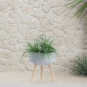 S/2 11/15' TERRAZZO PLANTER W/ WOOD LEGS,  GRAY