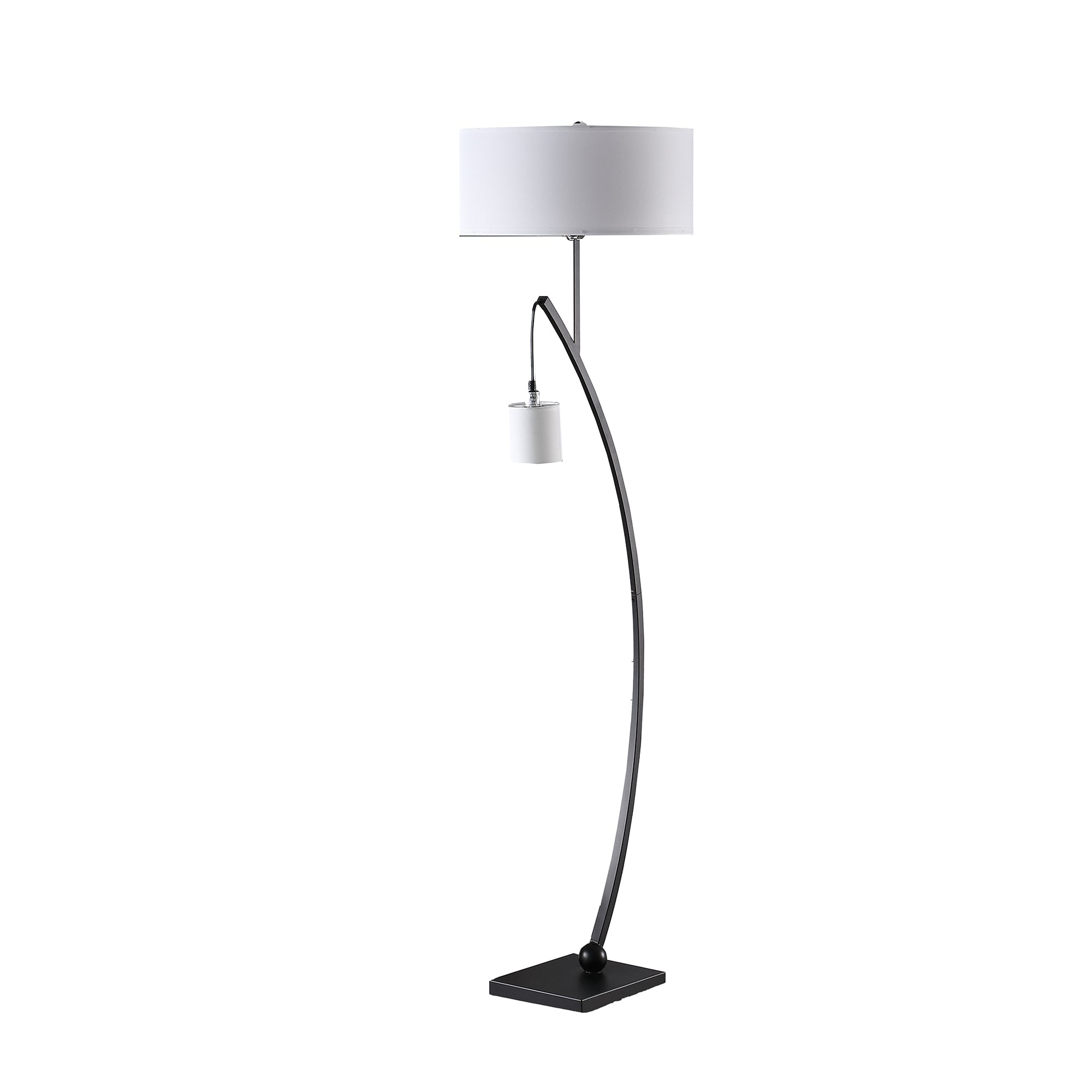59' In Contemporary Dual Black Arc W/ Hanging Pendelum Lamp Metal Floor Lamp