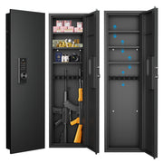 53' Passwod Touch Panel In-Wall Safe,Hidden Wall Gun Safe for Rifles with Adjustable Shelves,Assembled Storage Multifunctional Wall Safe for Firearm and Valuables (Black-Digital)