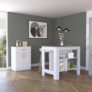 2 Piece Kitchen Set, Delos Kitchen Island + Barbados Pantry Cabinet , White /Onyx /Light Oak
