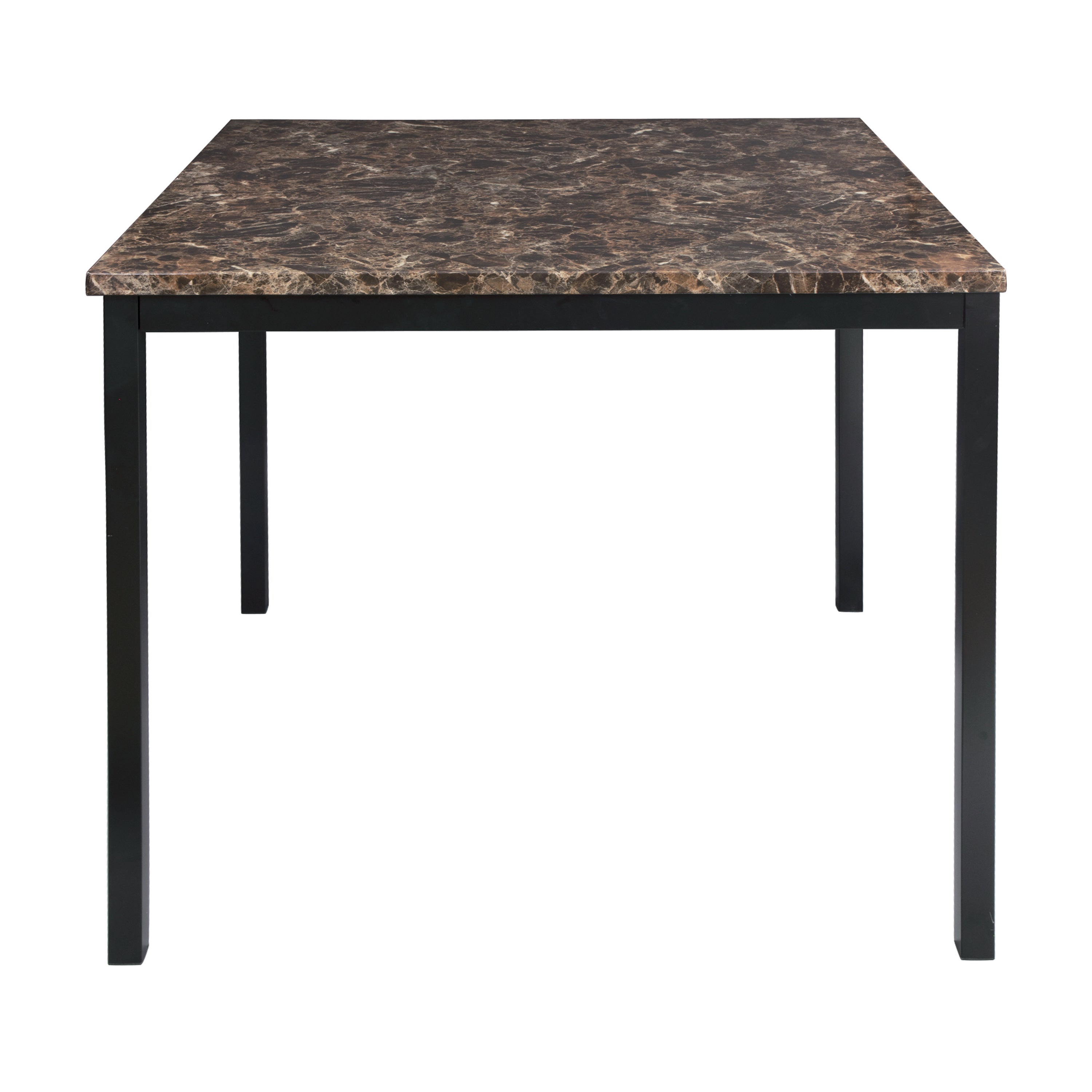 Counter Height Table 1pc Metal Frame Faux Mable Top Square Transitional Dining Room Furniture