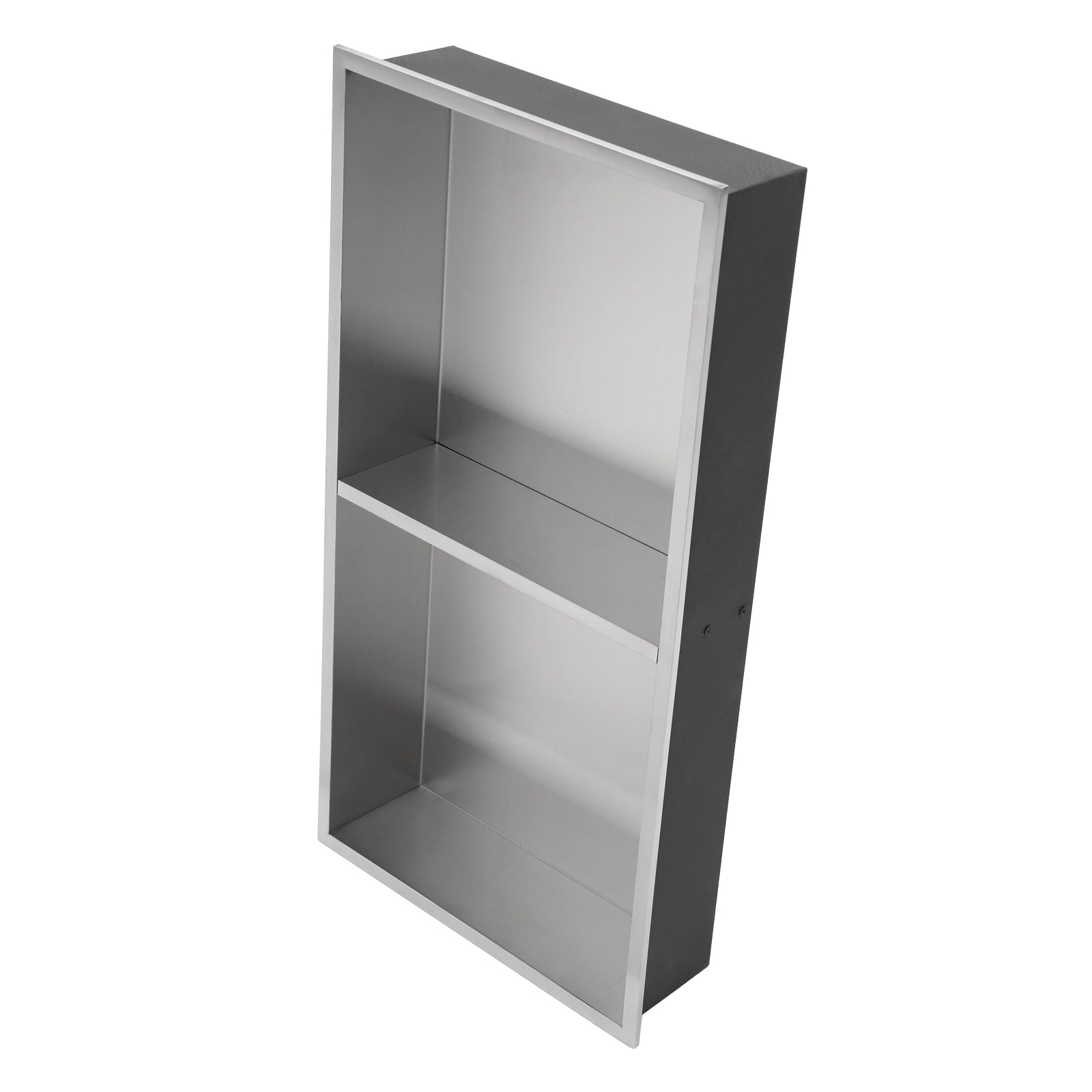 Brushed Nickel Stainless Steel Shower Niche Double Shelf 13' x 25' for Bathroom Organization
