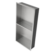 Brushed Nickel Stainless Steel Shower Niche Double Shelf 13' x 25' for Bathroom Organization