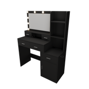Light Luxury Style Black Smart Mirror Dressing Table with Drawers and Storage Cabinet, MDF and Glass, 43.31x15.75x55.91 Inches