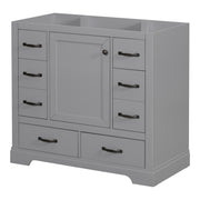 36' Bathroom Vanity without Sink, Cabinet Base Only, Six Drawers, Multi-Functional Drawer Divider, Adjustable Shelf