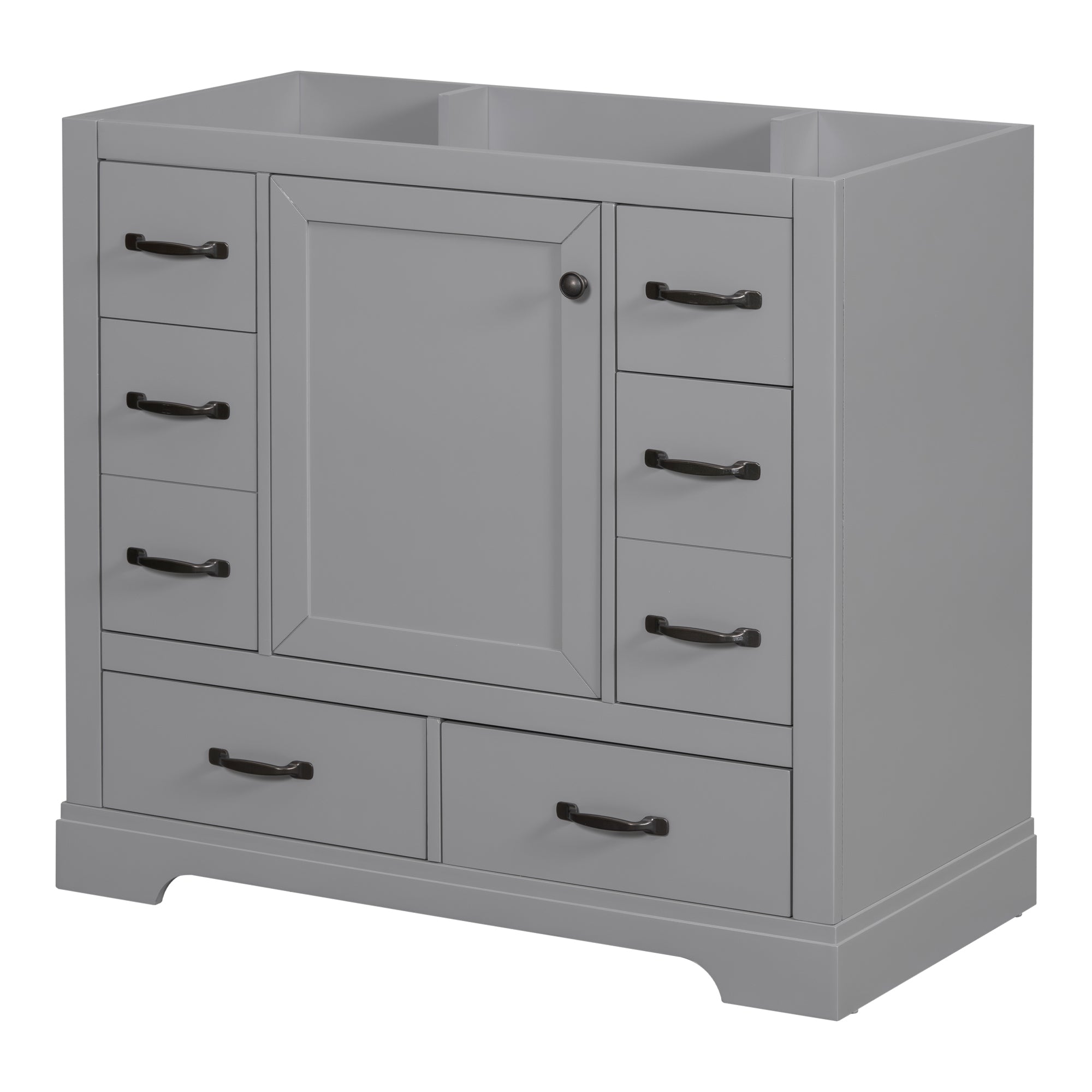 36' Bathroom Vanity without Sink, Cabinet Base Only, Six Drawers, Multi-Functional Drawer Divider, Adjustable Shelf