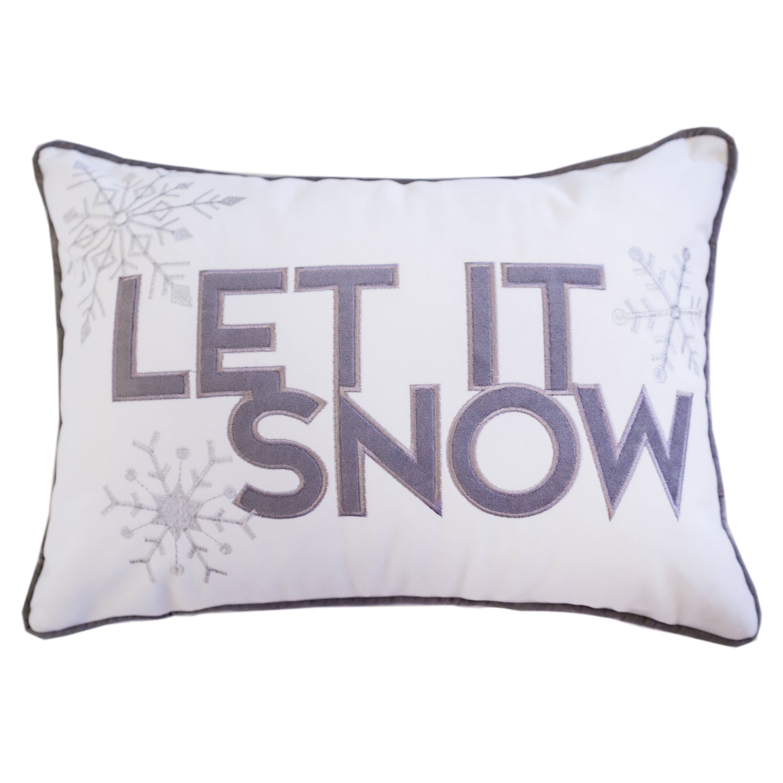 Nneka Let It Snow White Velvet Lumbar Pillow with Insert 14x20