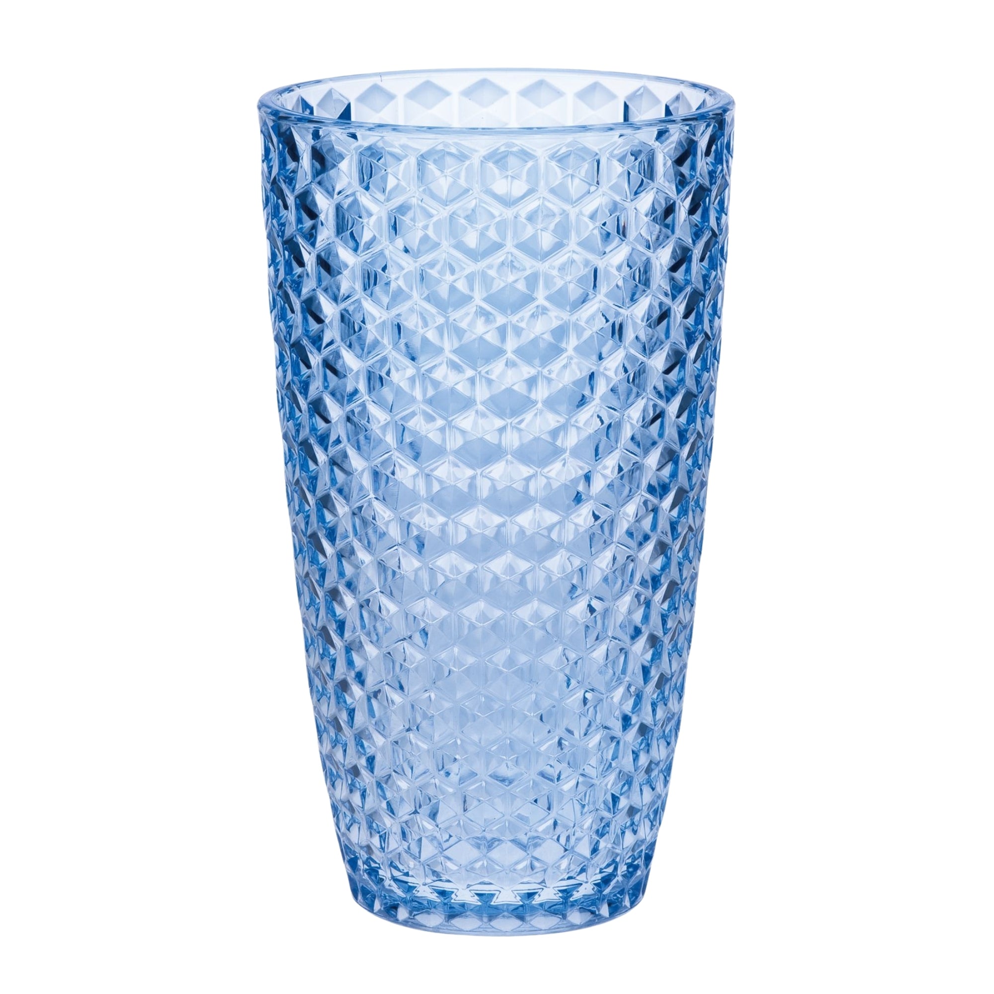 Leading Ware Diamond Cut Acrylic Drinking Glasses Set of 4, BPA Free, 19oz, Blue
