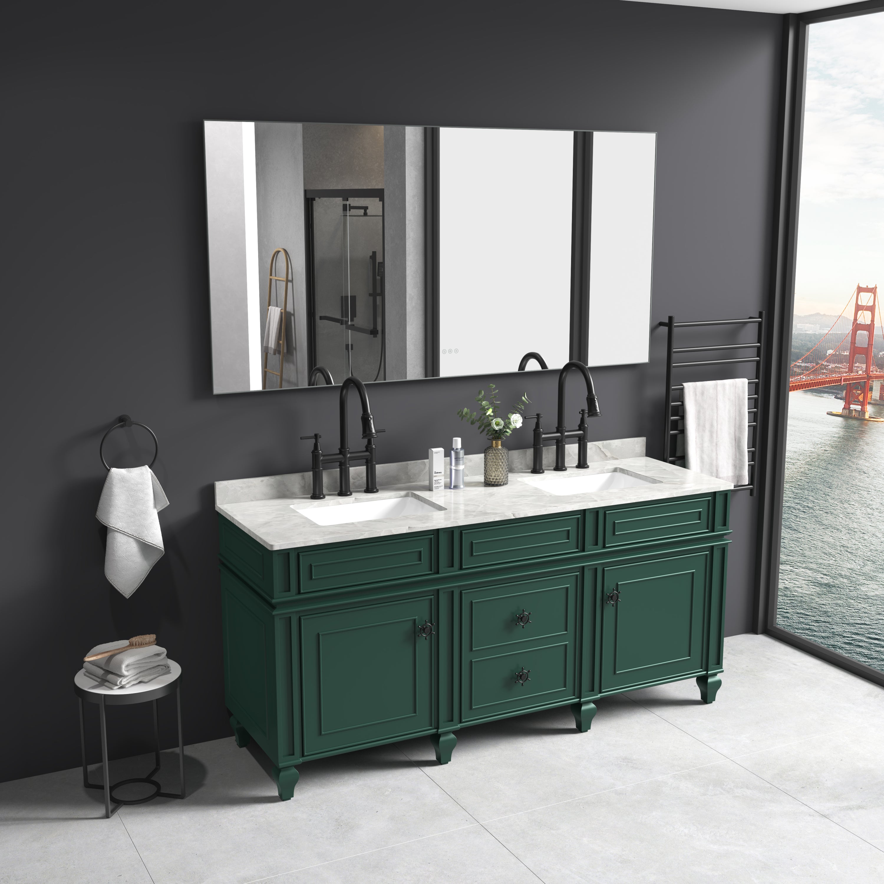 60 x 36Inch LED Mirror Bathroom Vanity Mirror with Back Light, Wall Mount Anti-Fog Memory Large Adjustable Vanity Mirror