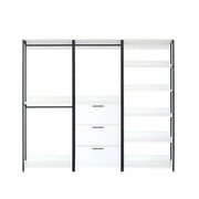 Fiona White Freestanding 3 Tower Wood Closet System with Metal Frame, 96 in. W, 7-Shelf Walk-in