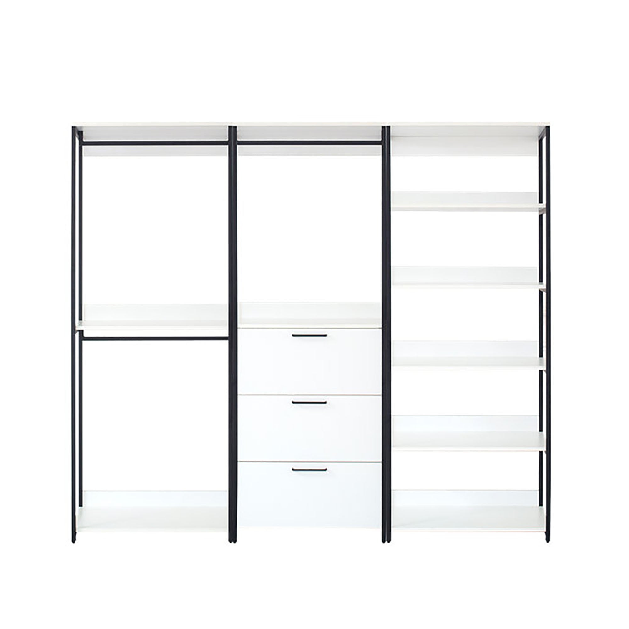 Fiona White Freestanding 3 Tower Wood Closet System with Metal Frame, 96 in. W, 7-Shelf Walk-in