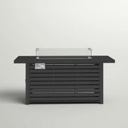 Outdoor Steel Propane Fire Pit Table with Cover and Adjustable Flame in Black