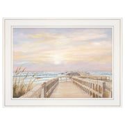'Ponce Inlet Jetty Sunrise' by Georgia Janisse, Ready to Hang Framed Print, White Frame