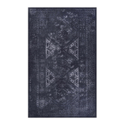 MAVAL Black Washable Rug 4x6 Area Rug (Black+Gray, 4' x 6')