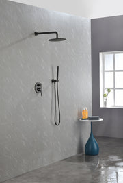 Shower System, Wall Mounted Shower Faucet Set for Bathroom with High Pressure 10' Stainless Steel Rain Shower head Handheld Shower Set, 2 Way Pressure Balance Shower Valve Kit, Matte Black