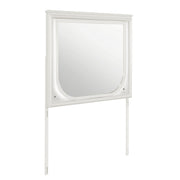 URIUNI Large Scale Mirror with LED Light Off White Solid Wood and MDF 43.9 x 36.02 inches