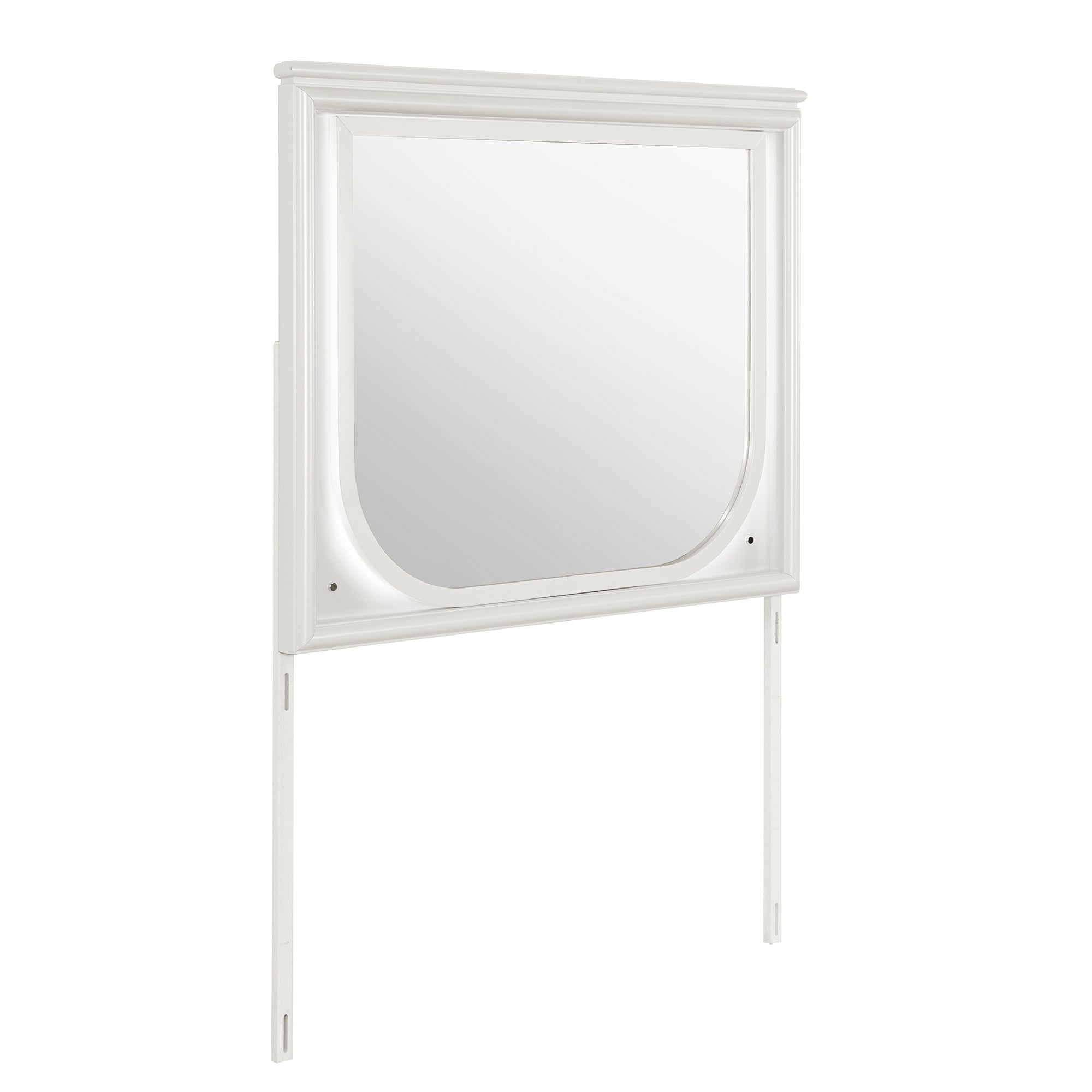 URIUNI Large Scale Mirror with LED Light Off White Solid Wood and MDF 43.9 x 36.02 inches