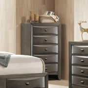 Transitional Style Chest 1pc Oval Knob Handles 5-Drawers Gray Finish Bedroom Furniture