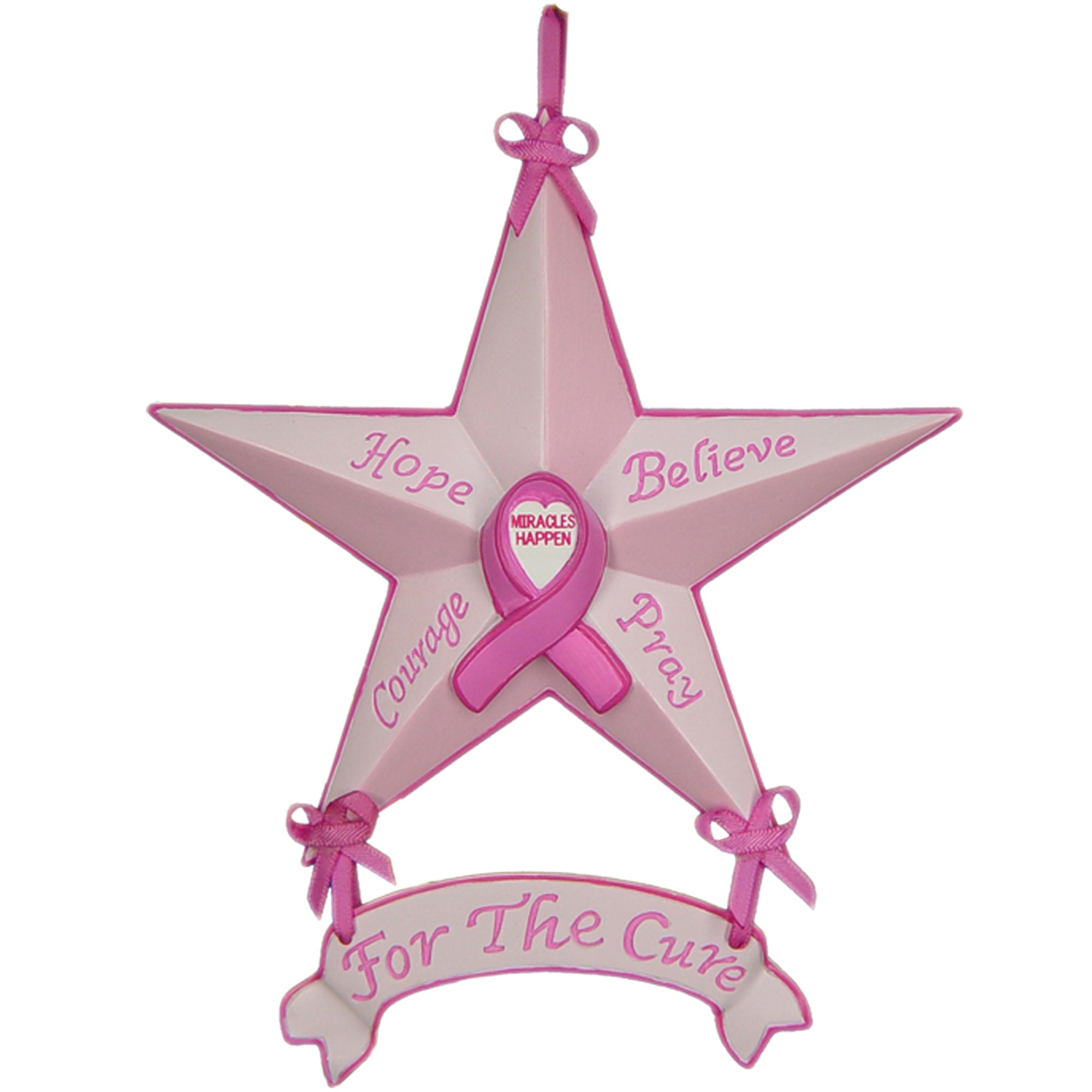 'Breast Cancer Awareness Star Ornaments 6-pack' by Trendy Decor 4U, Ready to Hang