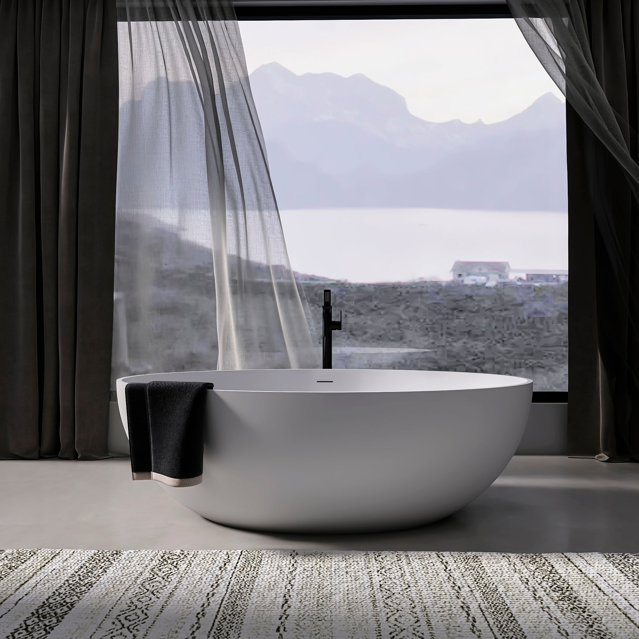 67 inch freestanding solid surface soaking bathtub for bathroom