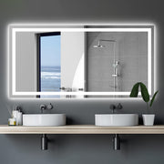 72' x 36' LED Bathroom Mirror with Anti-Fog and Touch Sensor – Modern Frameless Lighted Wall Mirror for Bathroom Vanity, Shower Room, or Dressing Area