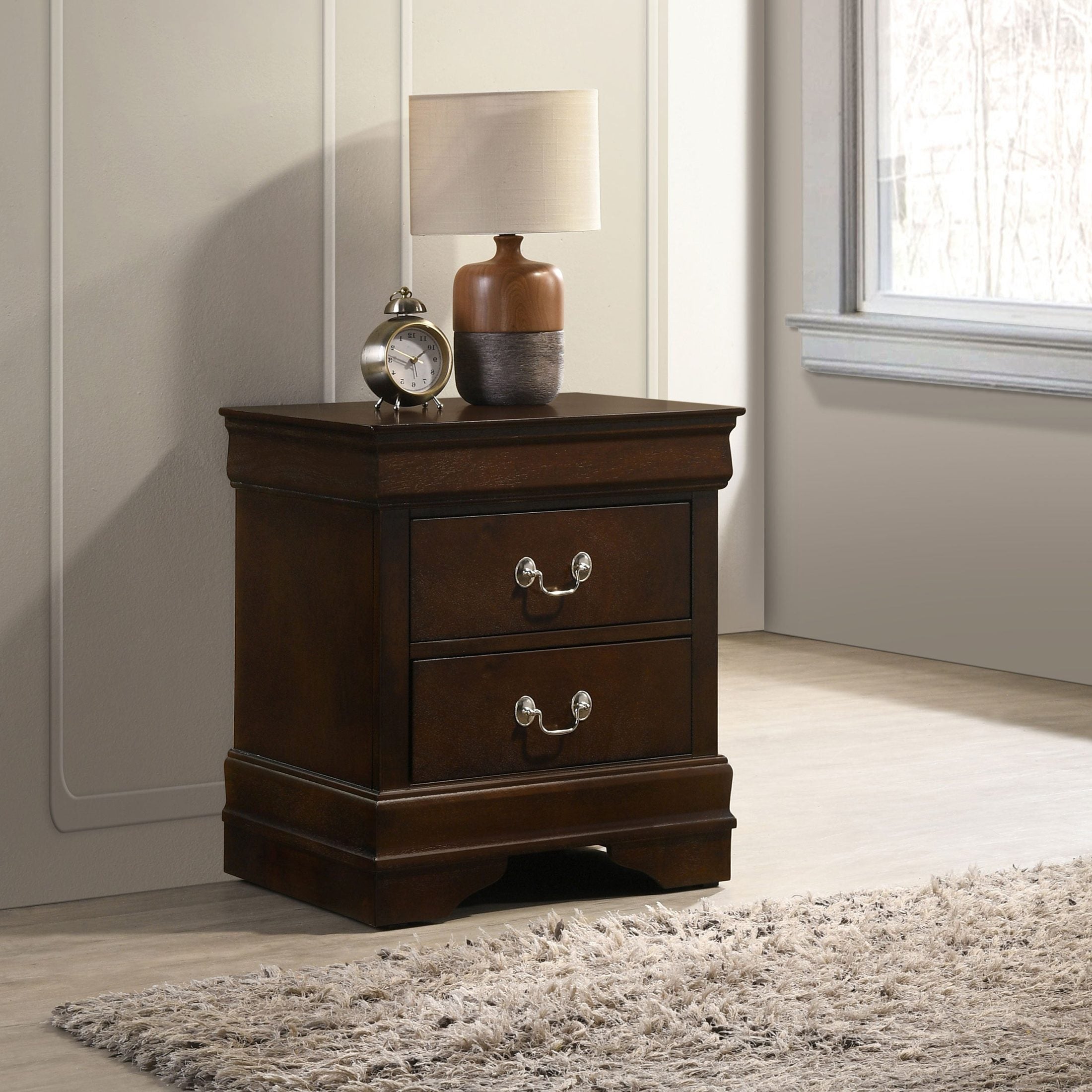 Demetra Cappuccino 2-Drawer Nightstand with Bail Handle