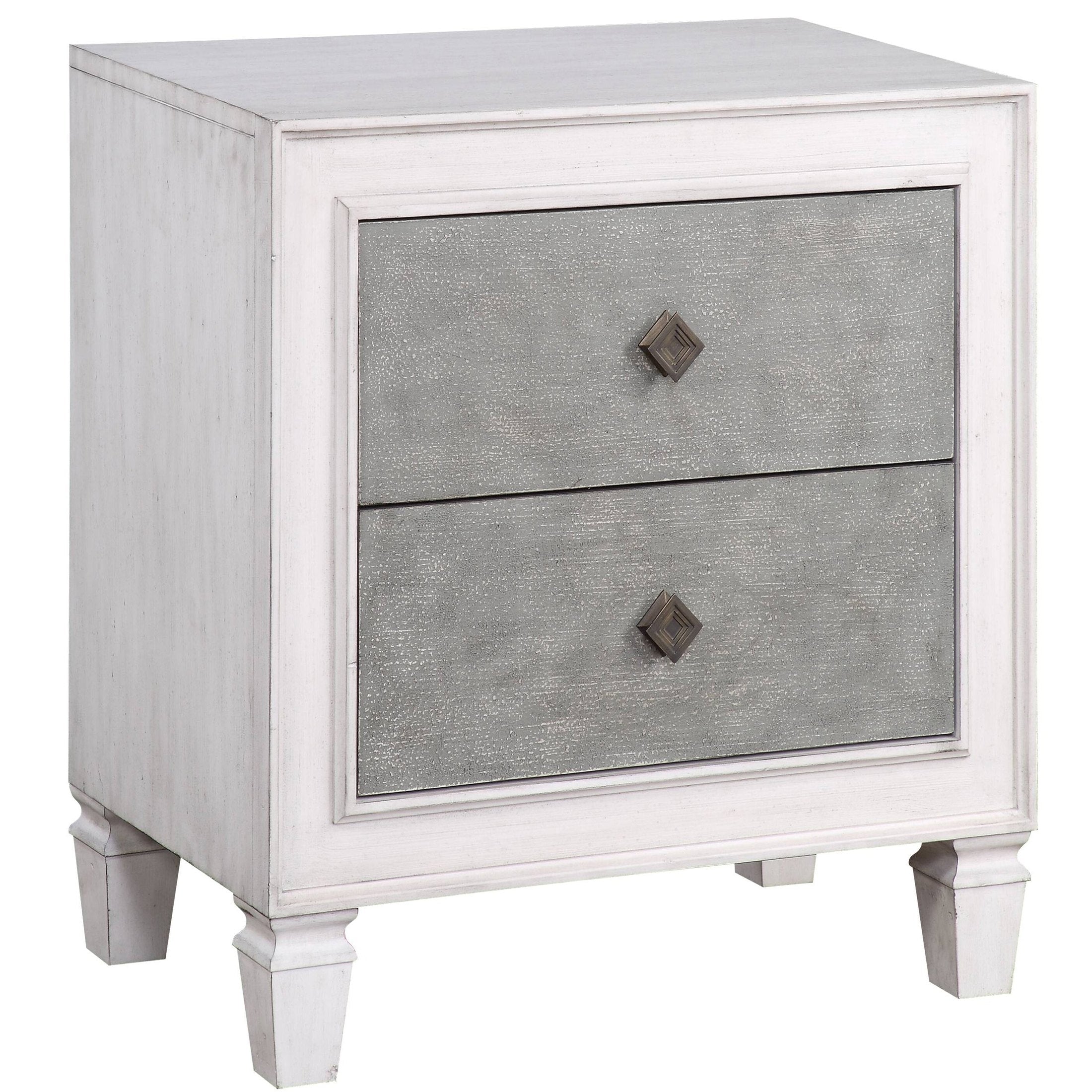 Rustic Grey and Weathered White 2-drawer Nightstand