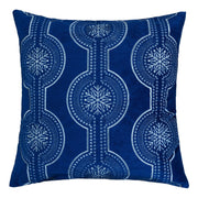 Holiday Blue Velvet Throw Pillow with White Snowflake Embroidery, 20x20, Polyester Fill